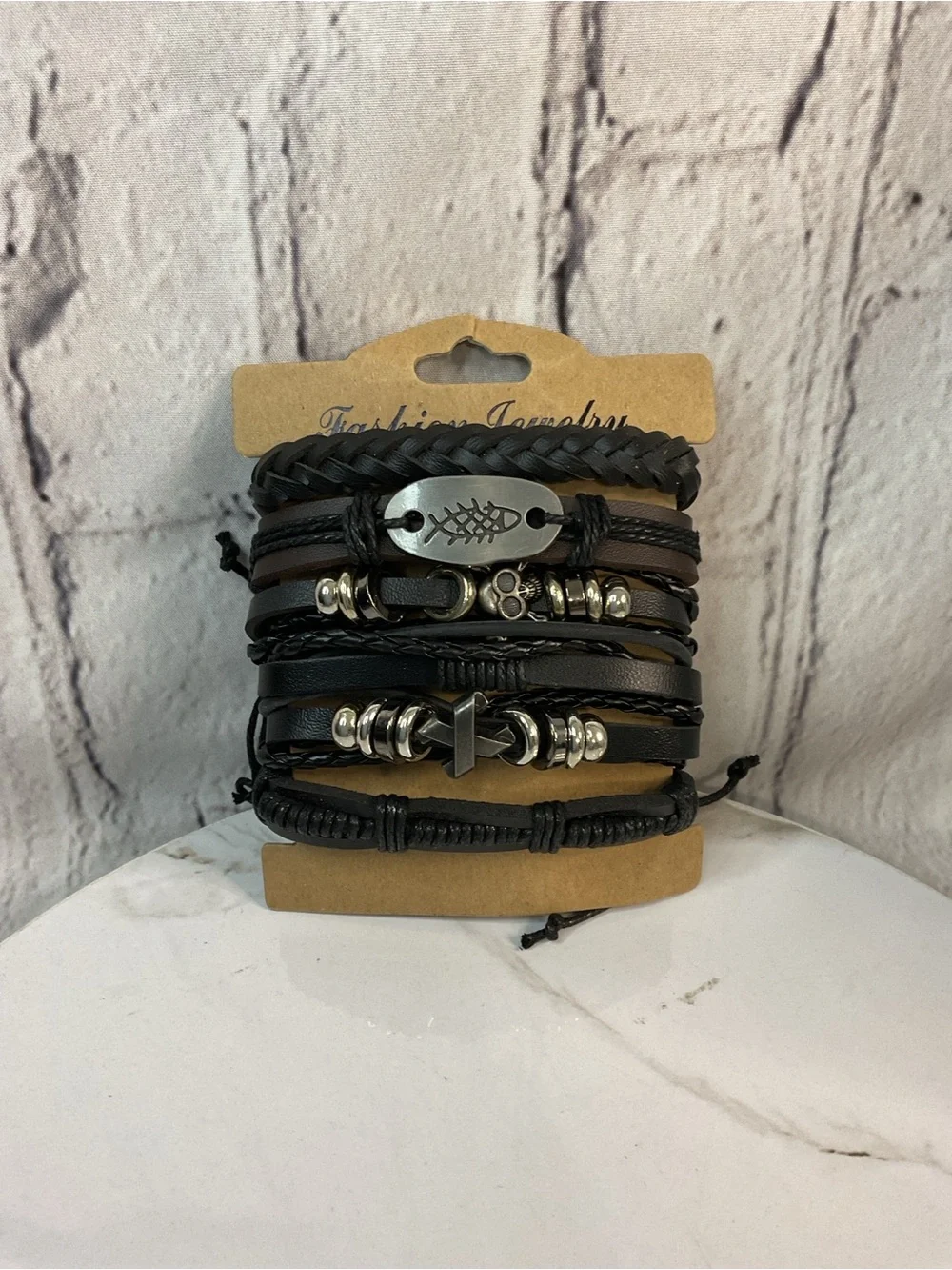 🌟🌟 Men's Black Multi-Layer Leather Bracelet Set